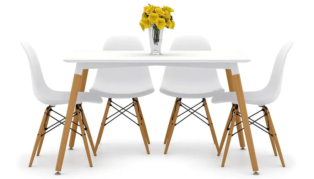 Handmade Vincent White Dining Set Eiffel Chairs By Modholic
