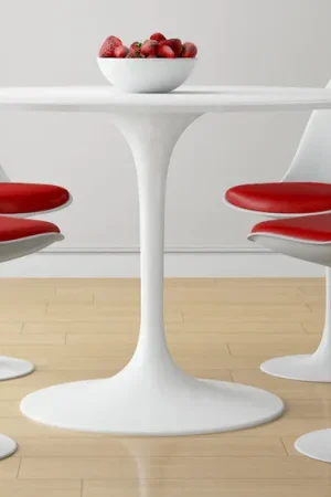 Top Pick Tulip 42" Fiberglass Dining Table & Chairs 5Pc Set By Modholic