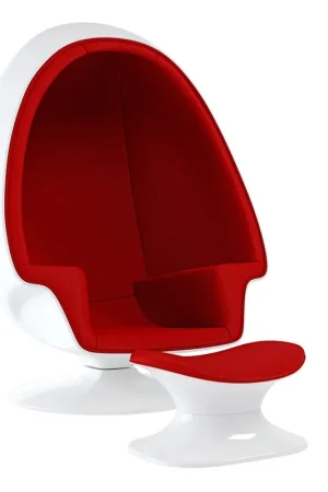 Affordable Alpha Egg Chair & Ottoman, Red By World Modern Design