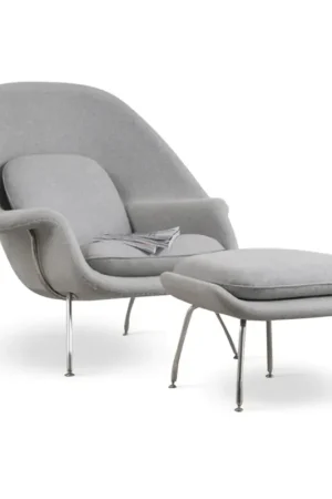 Best Choice Haven Lounge Chair & Ottoman, Light Gray By World Modern Design