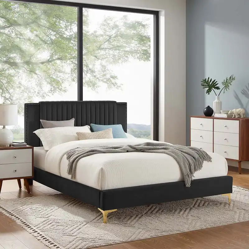 Zahra Channel Tufted Performance Velvet Twin Platform Bed By Modway - Fast Shipping