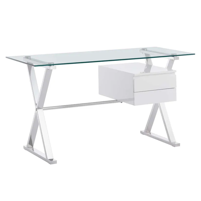 Modern Sector 56" Glass Top Glass Office Desk By Modway - EEI-6225