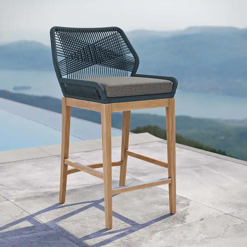 Affordable Wellspring Outdoor Patio Teak Wood Bar Stool By Modway - EEI-5746