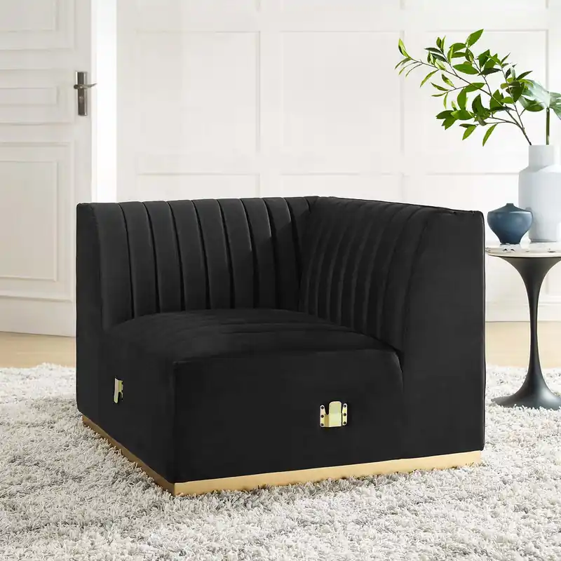 Conjure Channel Tufted Performance Velvet Left Corner Chair By Modway Brand New