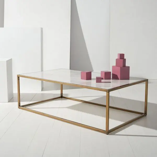 Safavieh Brynna Rect Marble Coffee Table - Bronze Shop Now