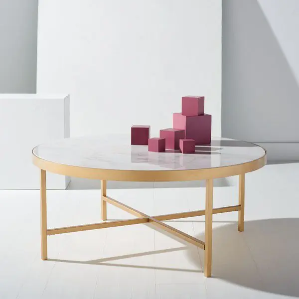 Safavieh Caralyn Rd Marble Coffee Table - White Premium