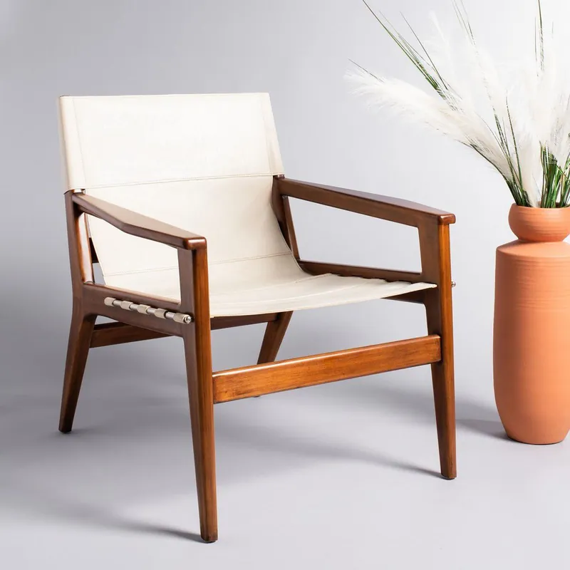 Place Order Safavieh Culkin Leather Sling Chair - White