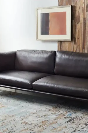 Worldwide Shipping Safavieh Harriet Leather Sofa - Graphite