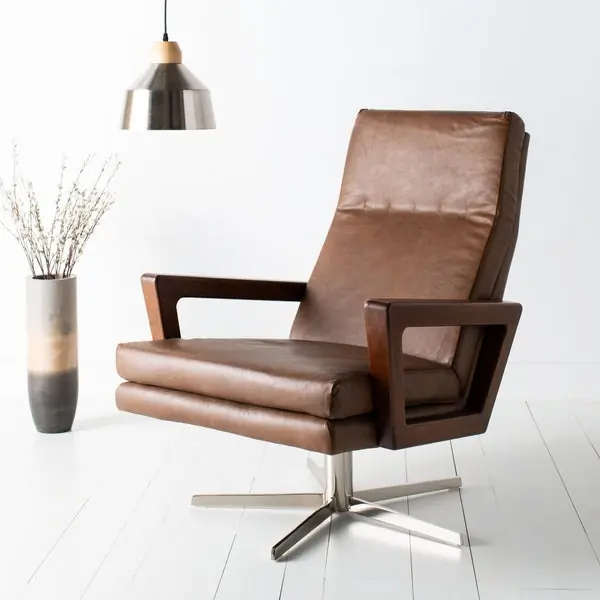 Direct From Manufacturer Safavieh Damien Swivel Arm Chair - Chocolate