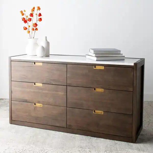 Safavieh Adeline 6 Drawer Dresser - Dark Chocolate Authentic