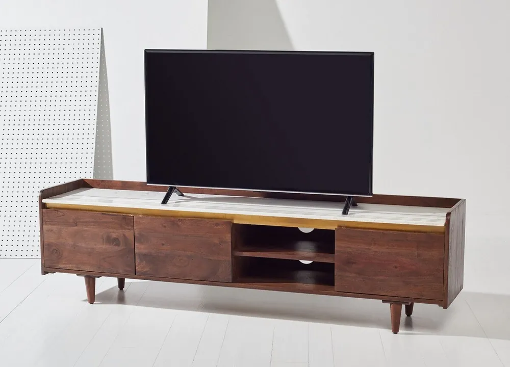 Safavieh Milana Marble Tv Stand - Walnut Free Shipping