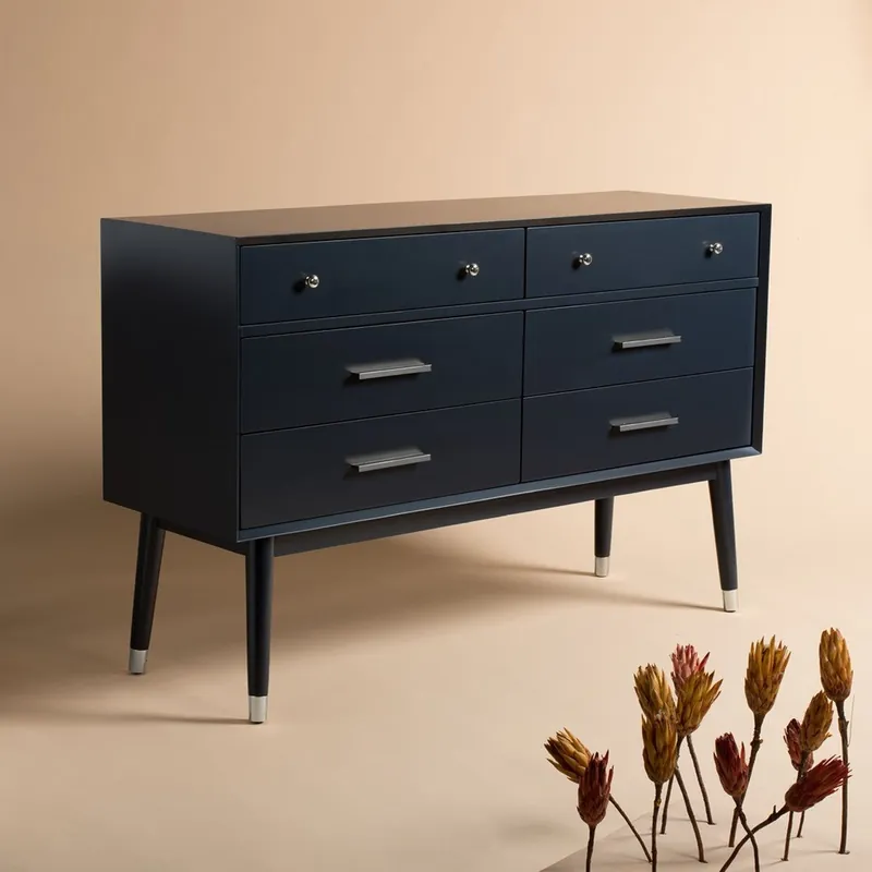 Safavieh Madden Retro Dresser - Navy and Silver Viral