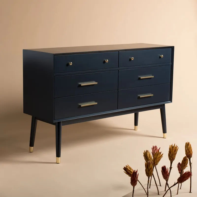 Safavieh Madden Retro Dresser - Navy and Brass Order Now