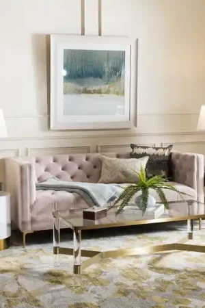 Viral Safavieh Vydia Tufted Velvet Sofa - Blush