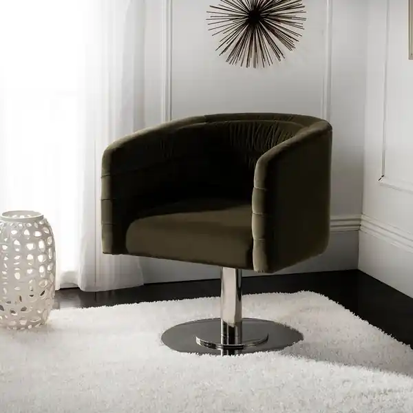 Grab Now Safavieh Marie Velvet Swivel Tub Chair - Olive