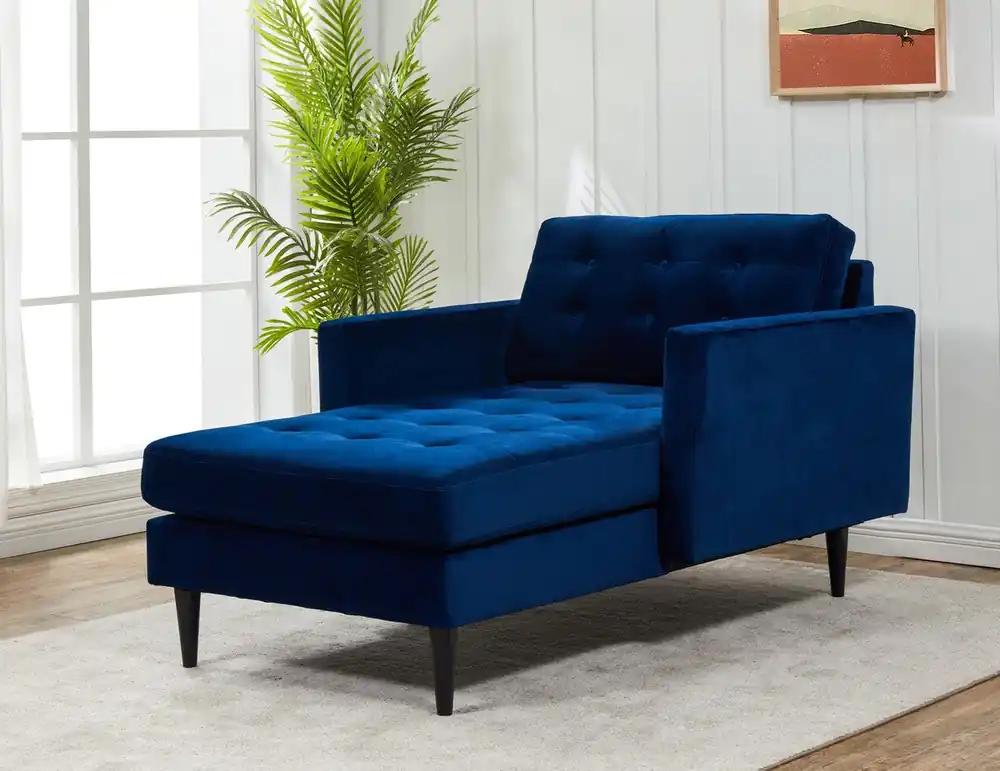 Premium Safavieh Curtis Tufted Chaise - Navy