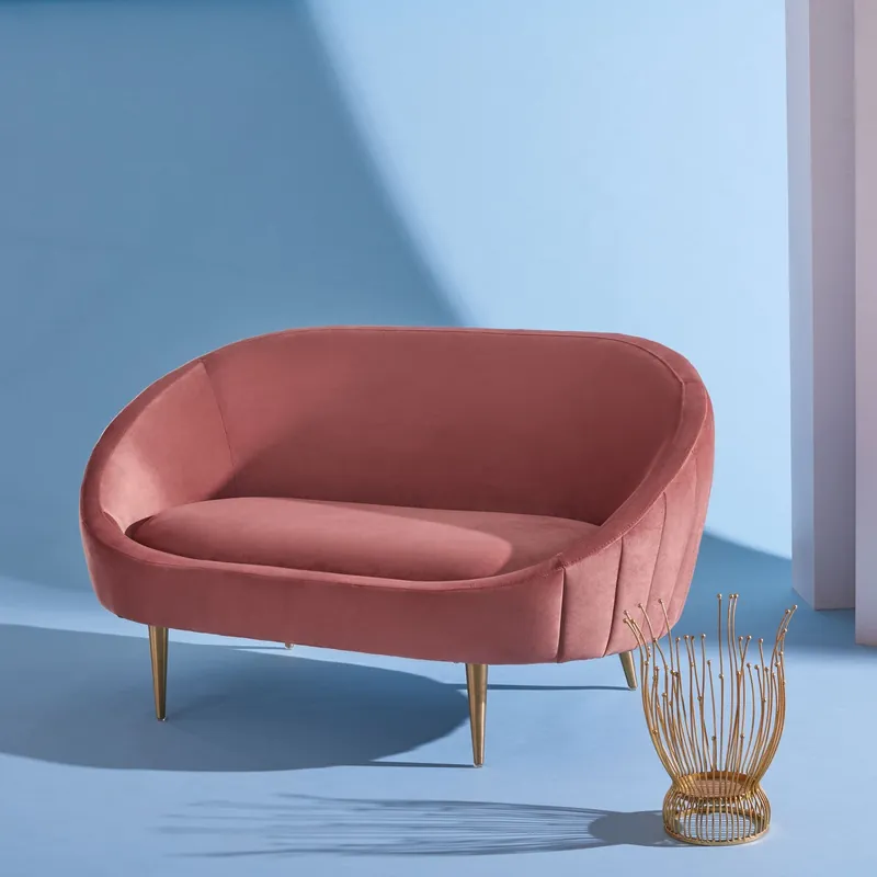 Safavieh Razia Channel Tufted Velvet Loveseat - Dusty Rose One Day Deal