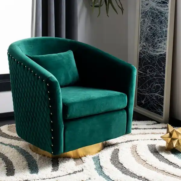 Cheap Safavieh Clara Quilted Swivel Tub Chair - Emerald