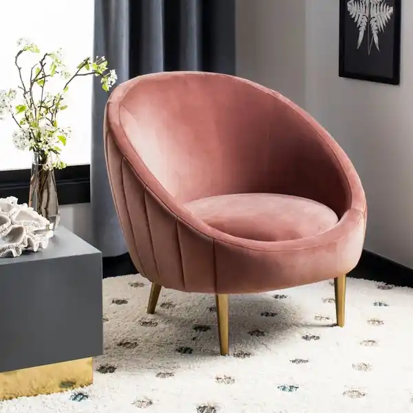 Exclusive Safavieh Razia Channel Tufted Tub Chair - Dusty Rose