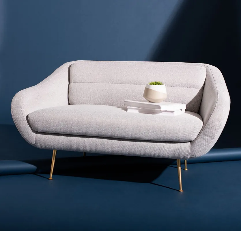 Special Discount Safavieh Belladonna Mid-Century Upholstered Loveseat - Light Gray
