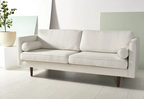 Safavieh Hurley Mid-Century Upholstered Fabric Sofa - White Hassle-Free Returns