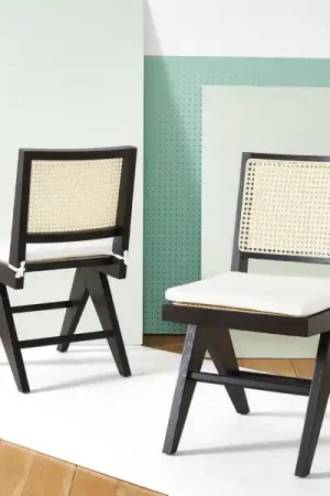 Worldwide Shipping Safavieh Colette Rattan Dining Chair Set Of 2 - Black
