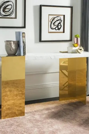 Warranty Included Safavieh Mycha Marble Console Table - White