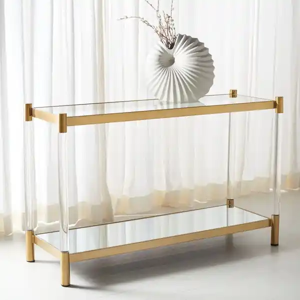 Place Order Safavieh Shayla Acrylic Console Table - Brass