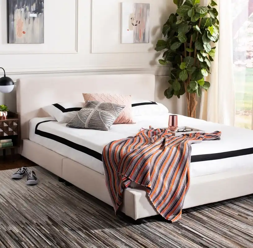 Safavieh Carter Bed Queen Size - Light Beige Top Rated