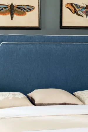Worldwide Shipping Safavieh Dane Queen Headboard Queen Size - Navy