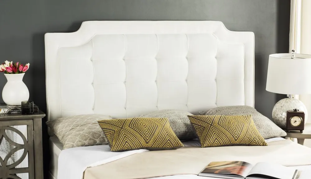 Limited Offer Safavieh Sapphire Headboard King Size - White