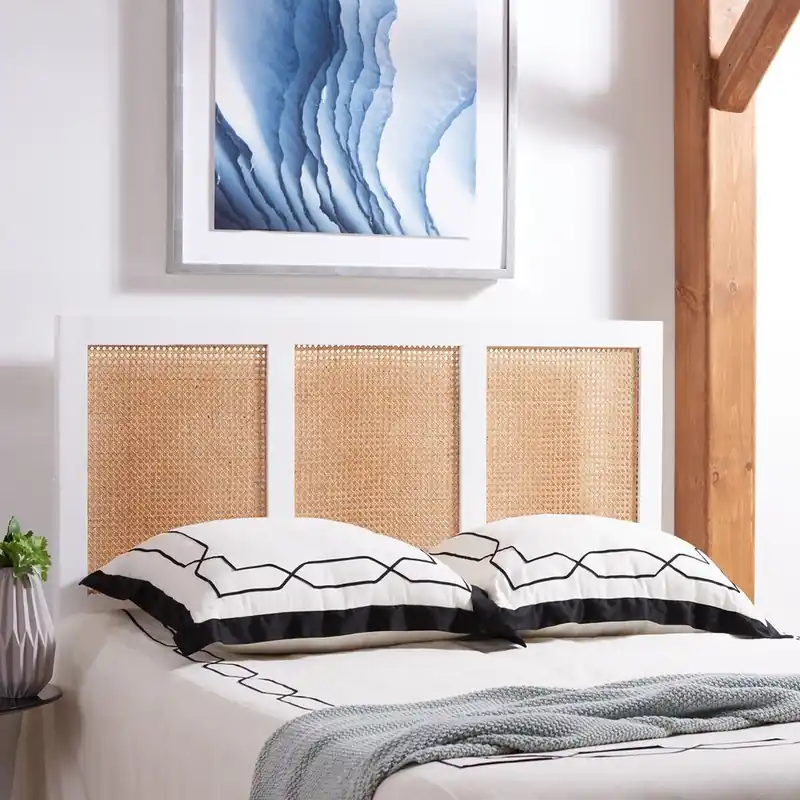 Safavieh Vienna Cane Headboard Queen Size - White Editor’s Pick