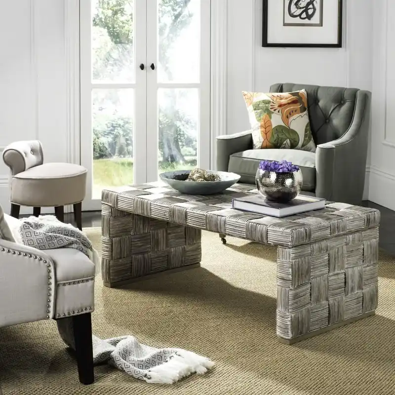 Safavieh Adkin Rattan Coffee Table - White Exclusive