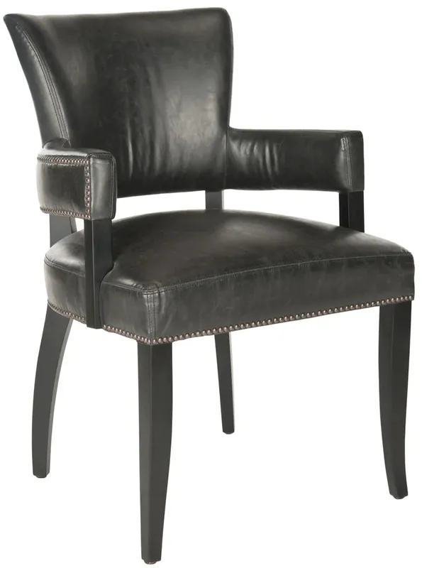 Authentic Safavieh Desa 21''H Arm Chair - Brass Nail Heads - Antique Brown