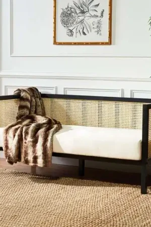 Weekend Sale Safavieh Dune Rattan 3 Seater Sofa - Black