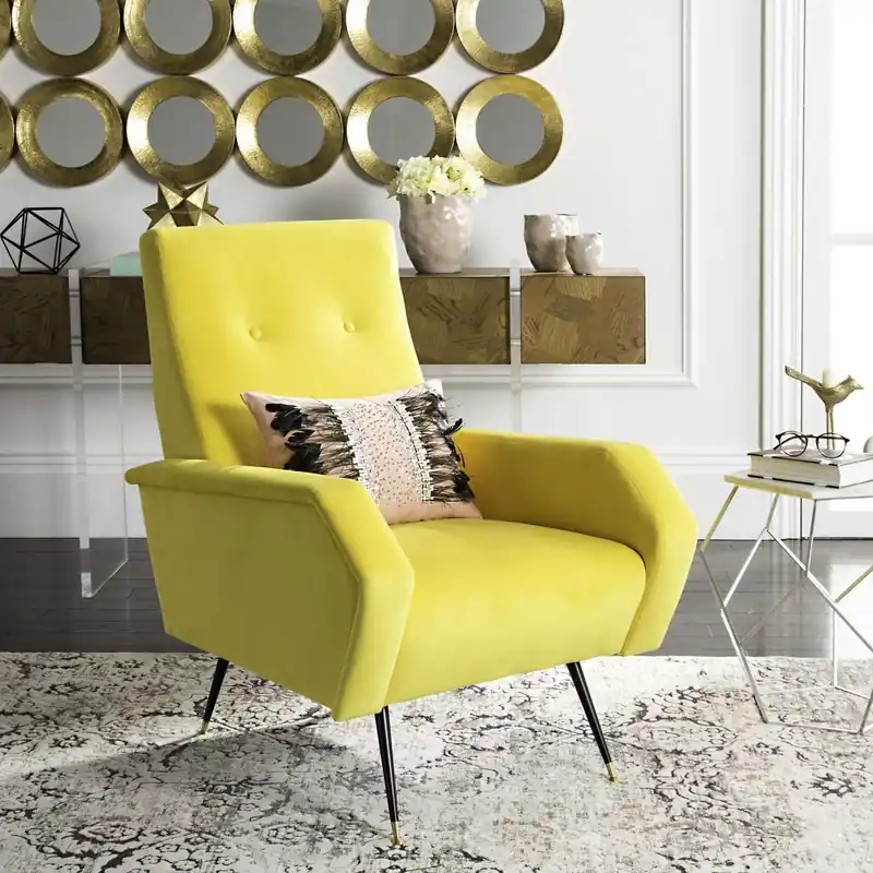 Direct From Manufacturer Safavieh Aida Velvet Retro Mid Century Accent Chair - Yellow Velvet