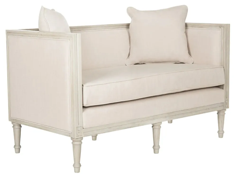 Fast Shipping Safavieh Leandra Rustic French Country Settee - Beige With Rustic Grey