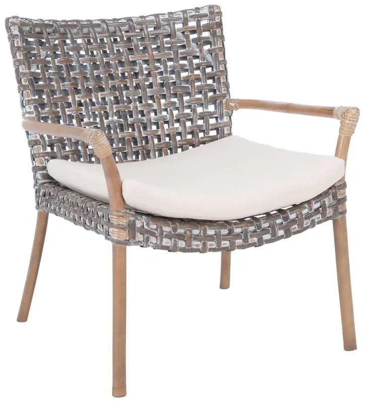 Genuine Safavieh Collette Rattan Accent Chair W/ Cushion - Gray White Wash