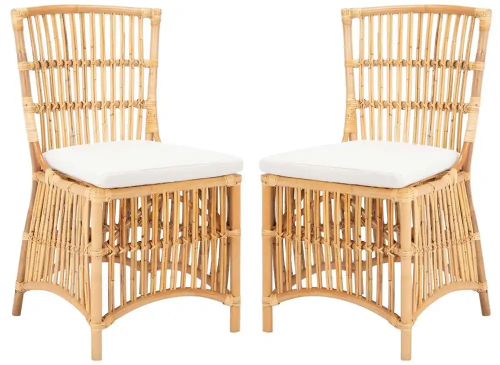 Safavieh Erika Rattan Accent Chair W/ Cushion Set Of 2 - Natural Discount