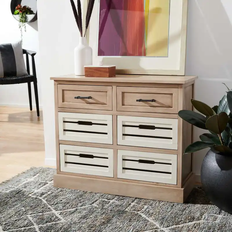 Safavieh Briar Removable 6 Drawer Storage Chest - Sand Frame Fast Shipping
