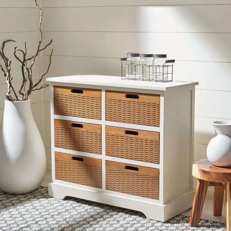 Holiday Sale Safavieh Landers 6 Drawer Storage Unit - Distressed White