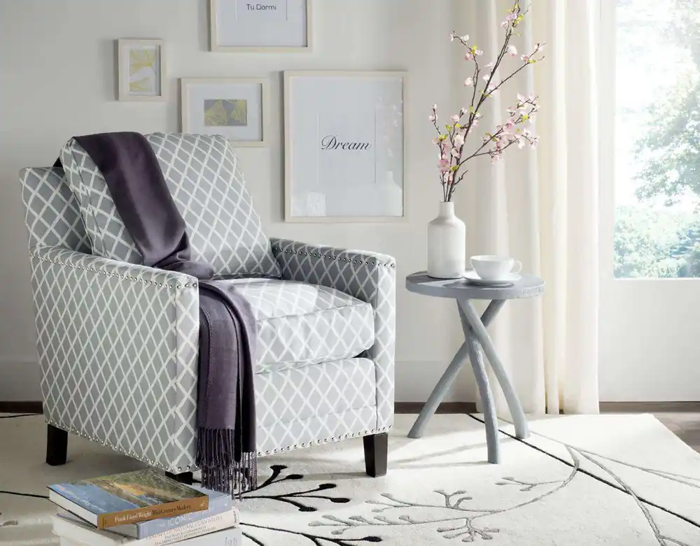 Hot Deal Safavieh Buckler Club Chair - Silver Nail Heads - Gray