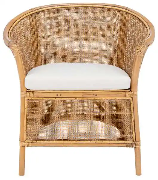 Safavieh Jessica Rattan Accent Chair W/ Cushion - Honey Brown Wash Special Discount