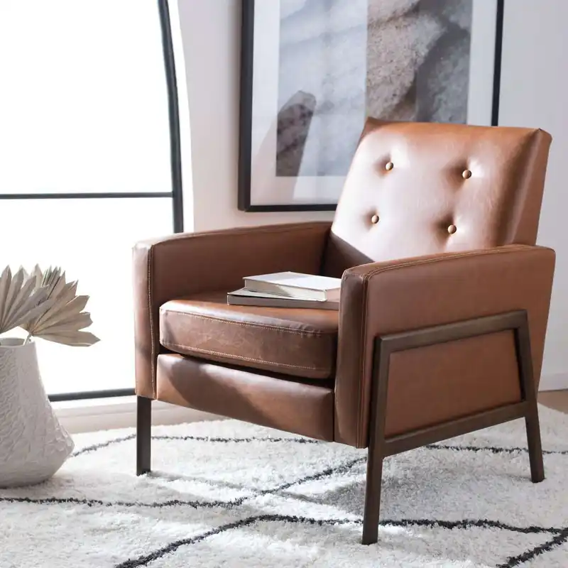Safavieh Roald Sofa Accent Chair - Light Brown Pu Deal
