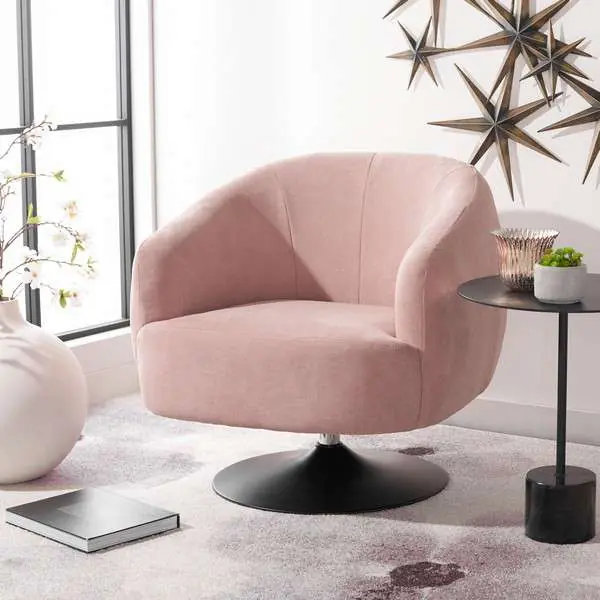 Safavieh Ezro Upholstered Accent Chair - Blush Direct From Manufacturer