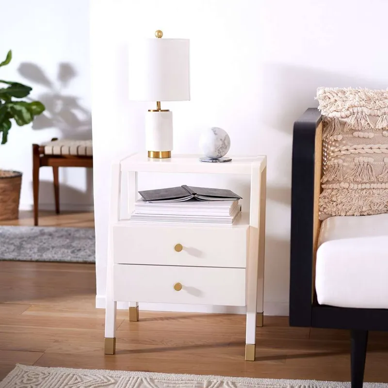 Safavieh Cove 2 Drawer 1 Shelf Accent Table - White Genuine