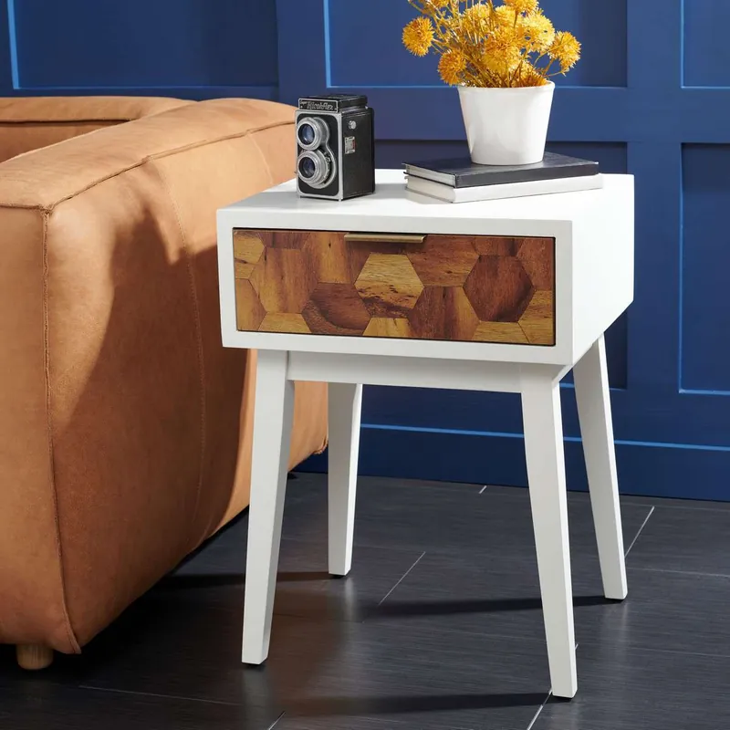 Safavieh Nilo 1 Drawer Accent Table - White Genuine
