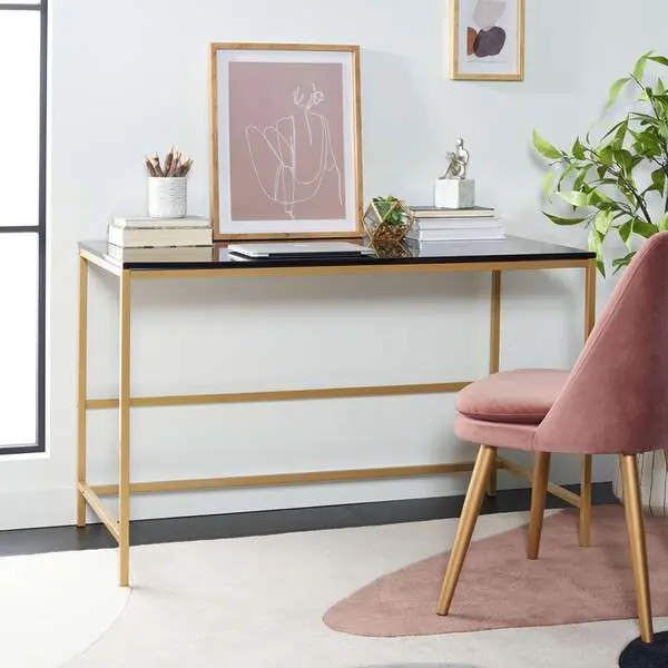 While Supplies Last Safavieh Nova Glossy Wooden Desk - Black Top