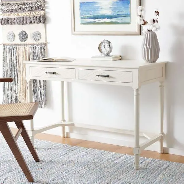 Safavieh Mckinlee 2 Drawer Desk - Distressed White Authentic