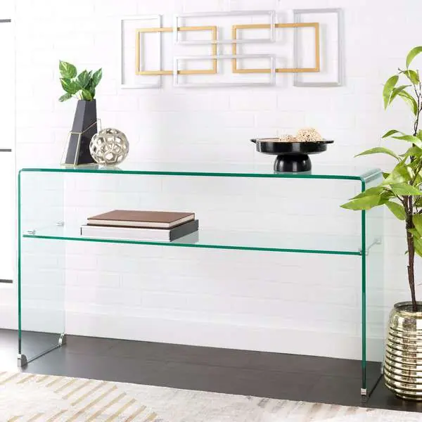 Viral Safavieh Dash Tempered Glass 1 Shelf Console Table - Clear